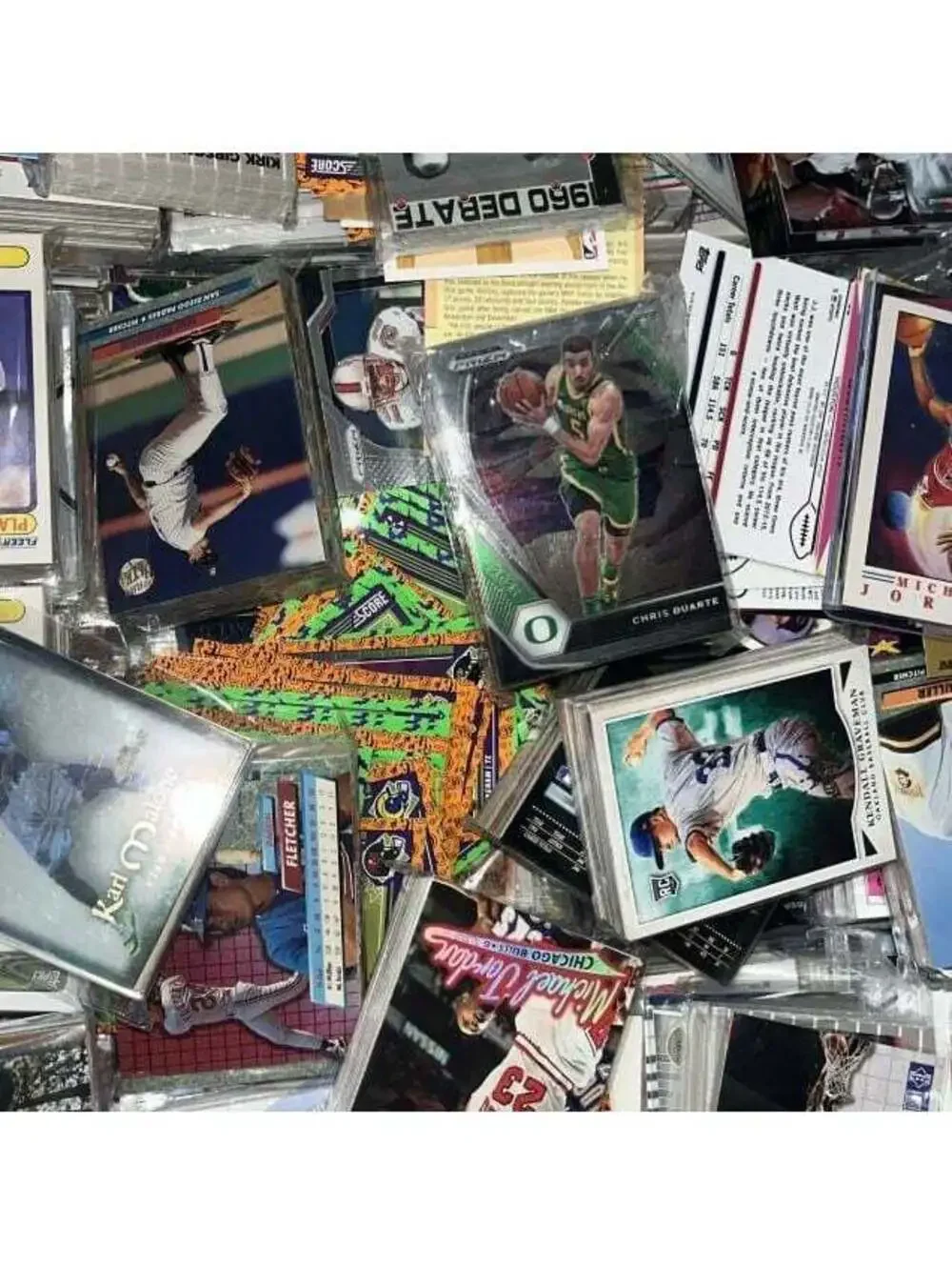 50 CARD PREMIUM TOPLOADED CARD LOT MYSTERY PACK MIXED (MLB NFL NBA) RC/INSERTS